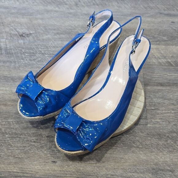 🐢 Franco Sarto Bright Blue Wedges. Size 11 Excellent Condition - Picture 1 of 6